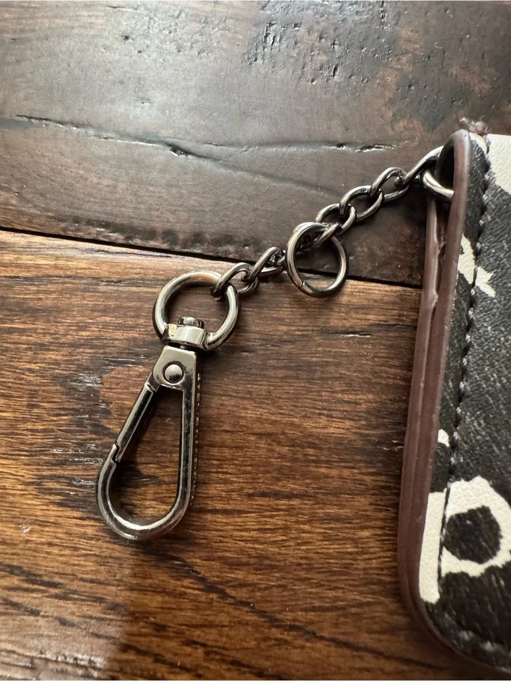 Steve Madden Brown & White Cow Print Card Holder Keychain